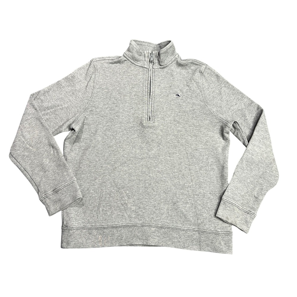 Vineyard Vines Boys Medium Gray Pima Cotton Quarter Zip Pullover Sweater